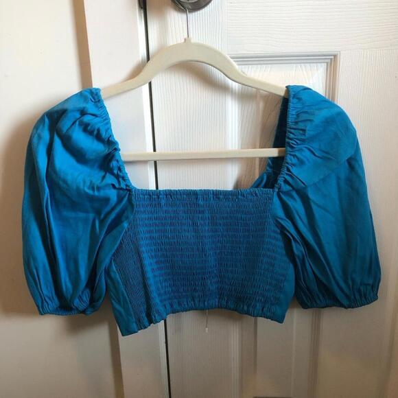 NWT Leyden Blue Crop Tie Top - Picture 4 of 5